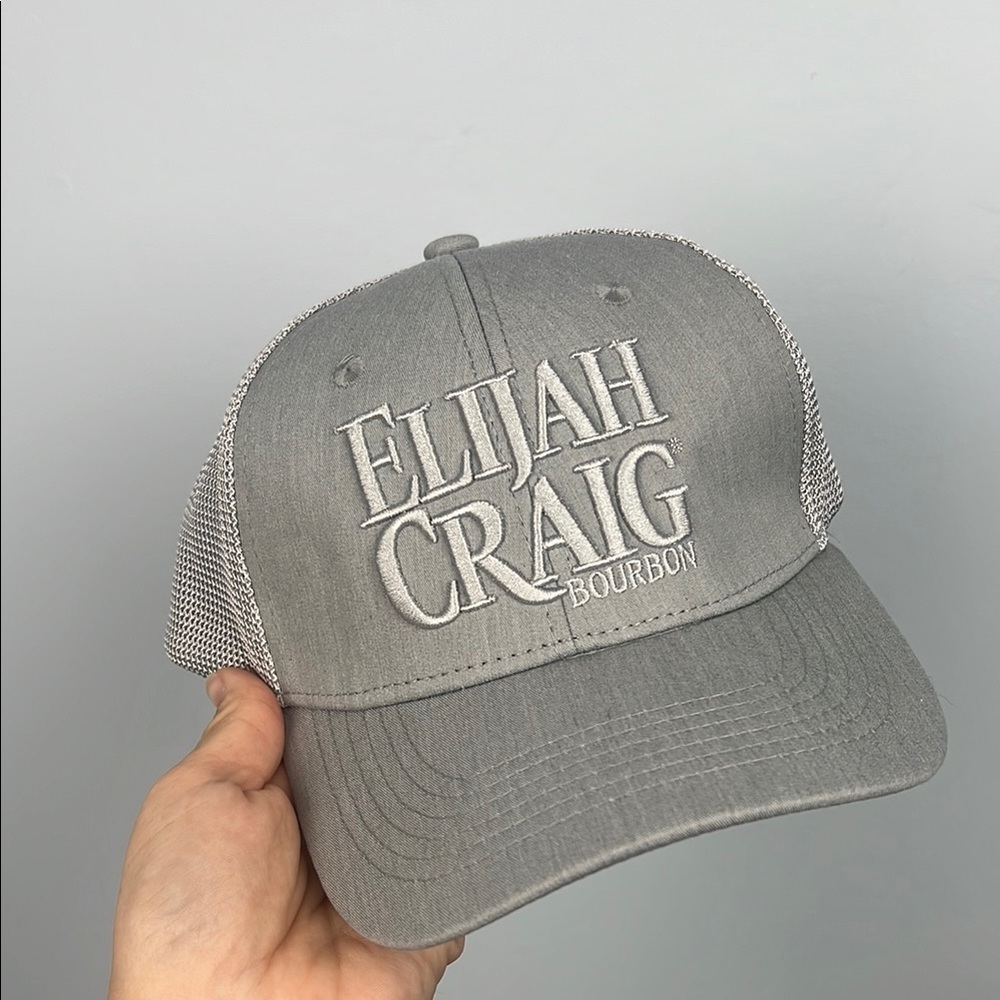Elijah Craig Bourbon whiskey grey embroidered snap back hat